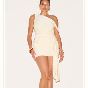 Elegant Cream One-Shoulder Dress